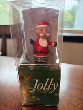 Santa Wine Bottle Stopper - Red Holiday Bottle Stopper